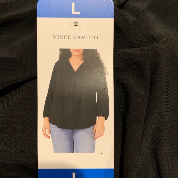Vince Camino Women’s Black 3/4 Sleeve V-Neck Relaxed Blouse L - Picture 3 of 8